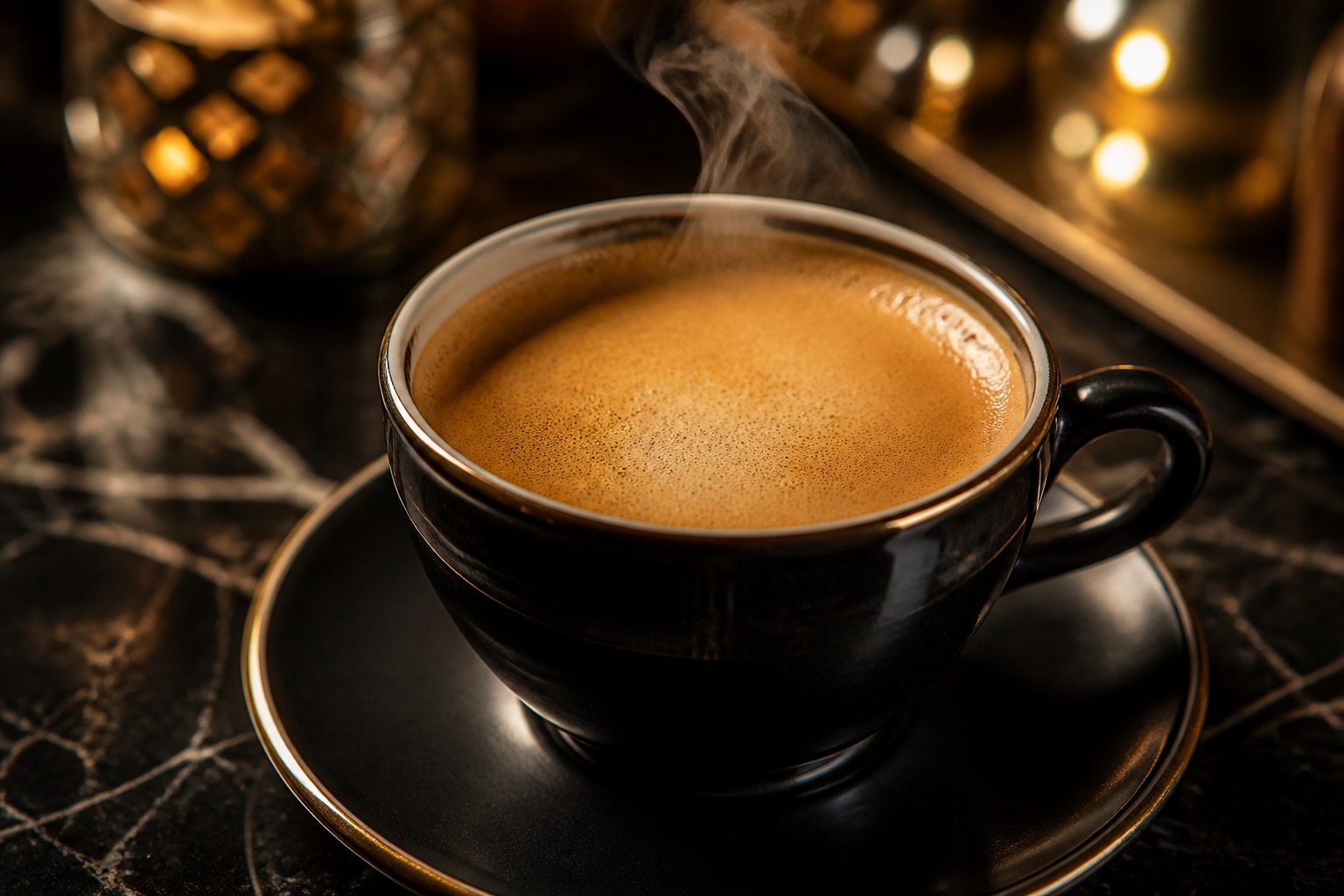 Coffee cup with rich crema and gentle steam