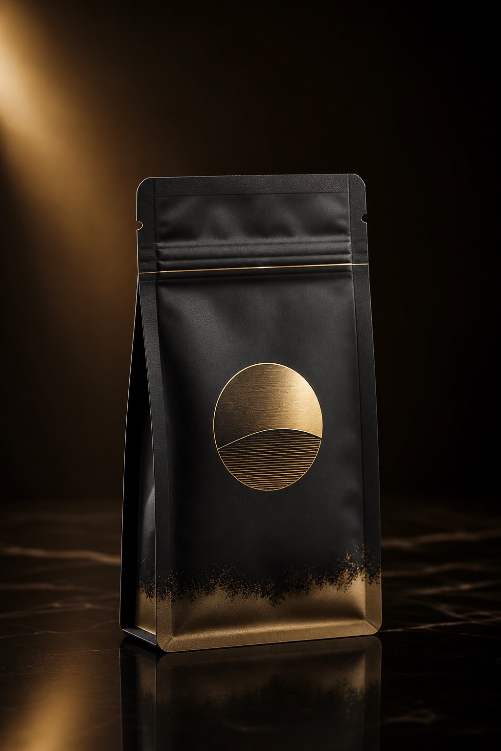 House of Gorr sample coffee pouch in matte black packaging